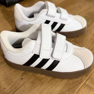 Adidas Kids White and Black Velcro Sneakers